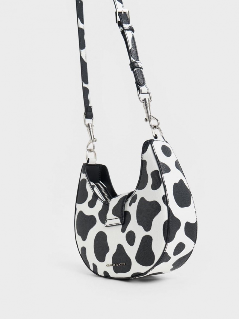 Charles And Keith Gabine Belted Hobo Bag Black / White | PHILIPPINES R518