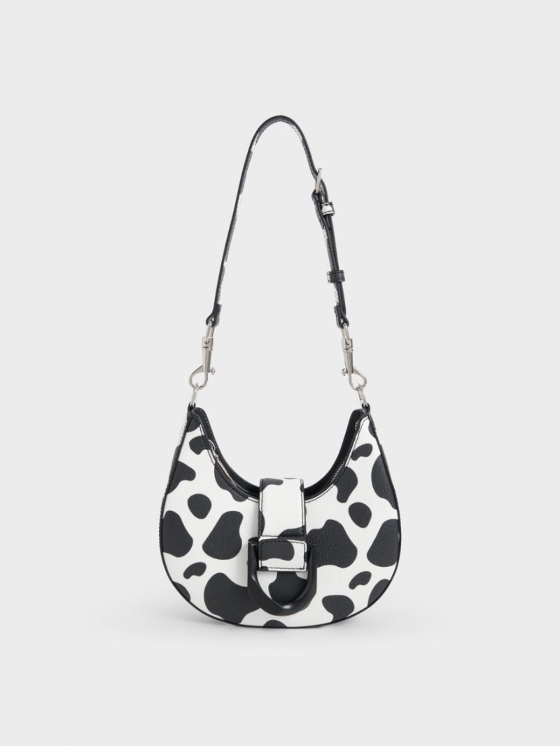 Charles And Keith Gabine Belted Hobo Bag Black / White | PHILIPPINES R518