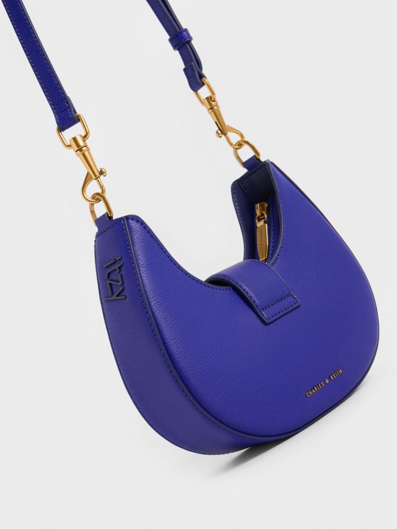 Charles And Keith Gabine Belted Hobo Bag Blue | PHILIPPINES J726