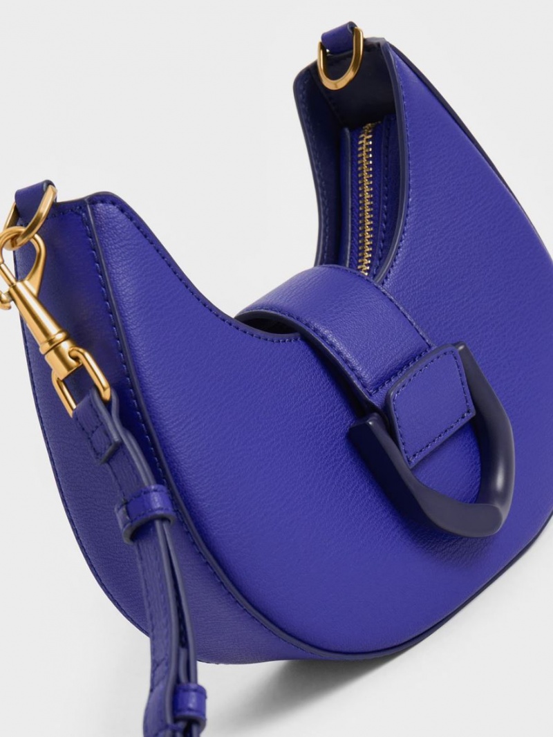 Charles And Keith Gabine Belted Hobo Bag Blue | PHILIPPINES J726