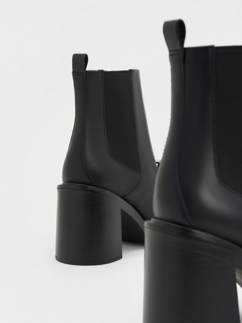 Charles And Keith Gabine Block Heel Ankle Boots Black | PHILIPPINES A493