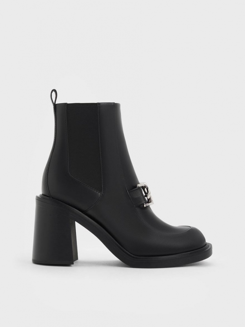 Charles And Keith Gabine Block Heel Ankle Boots Black | PHILIPPINES A493