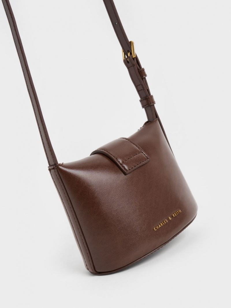 Charles And Keith Gabine Bucket Bags Chocolate | PHILIPPINES B473