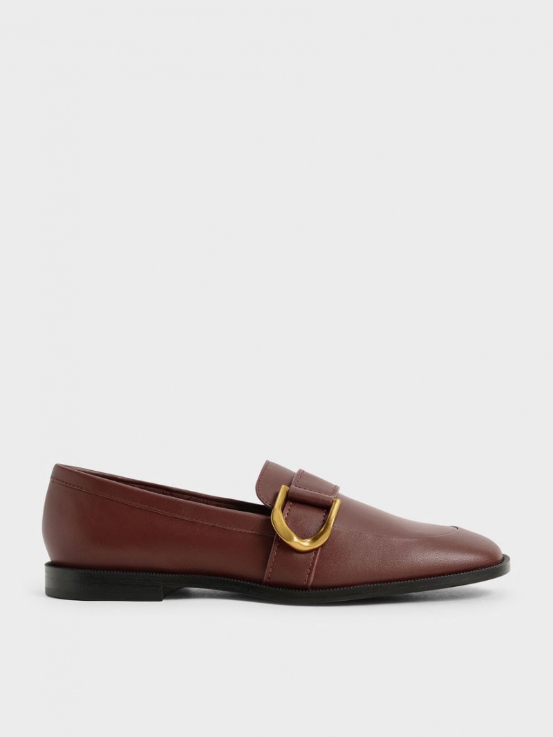 Charles And Keith Gabine Buckled Leather​ Loafers Brown | PHILIPPINES U274