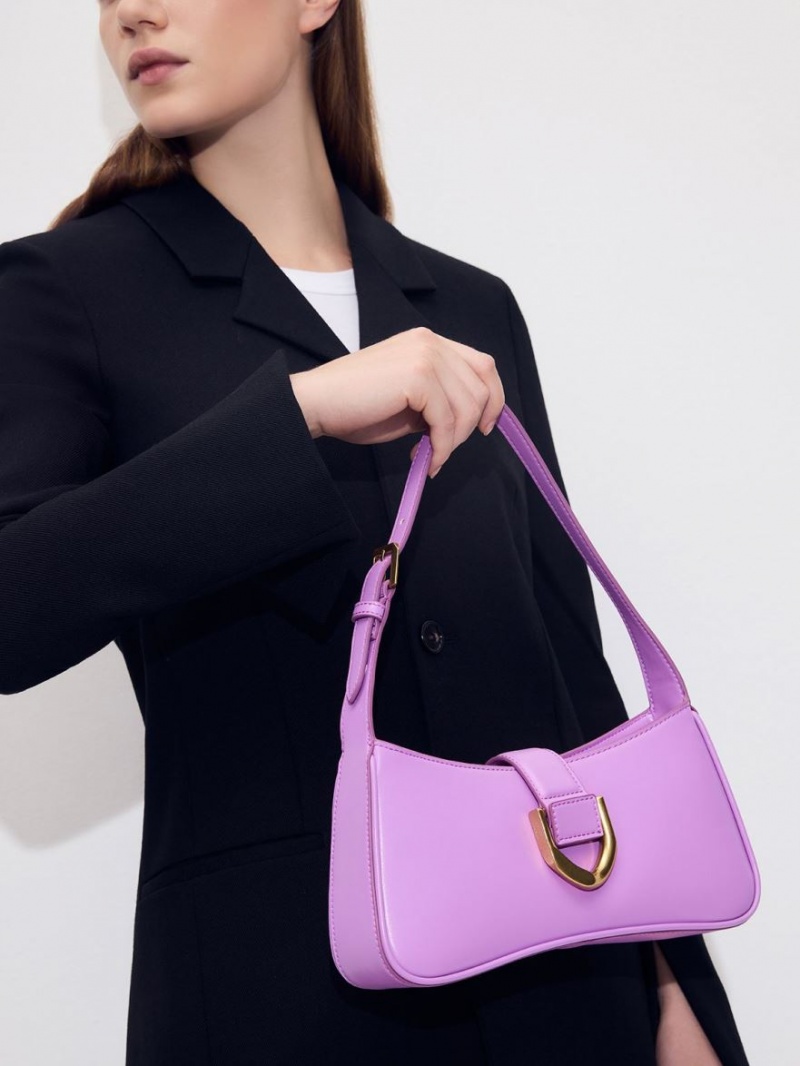 Charles And Keith Gabine Curved Shoulder Bags Purple | PHILIPPINES Y423