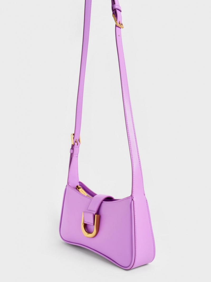 Charles And Keith Gabine Curved Shoulder Bags Purple | PHILIPPINES Y423