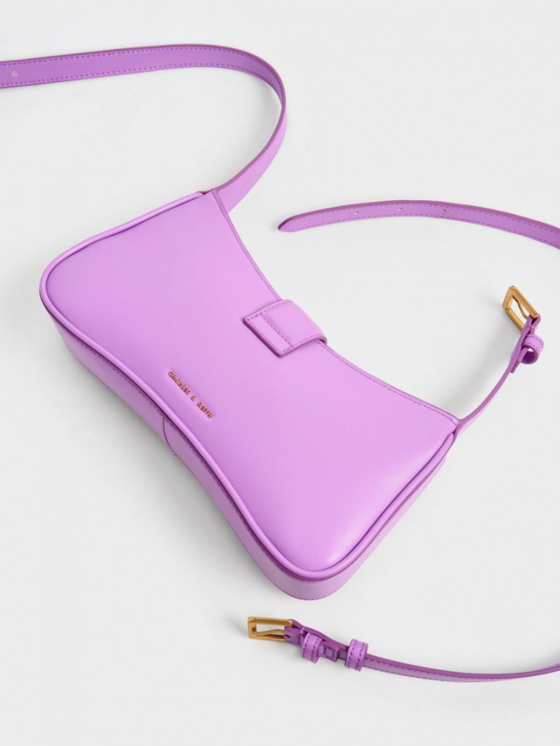 Charles And Keith Gabine Curved Shoulder Bags Purple | PHILIPPINES Y423