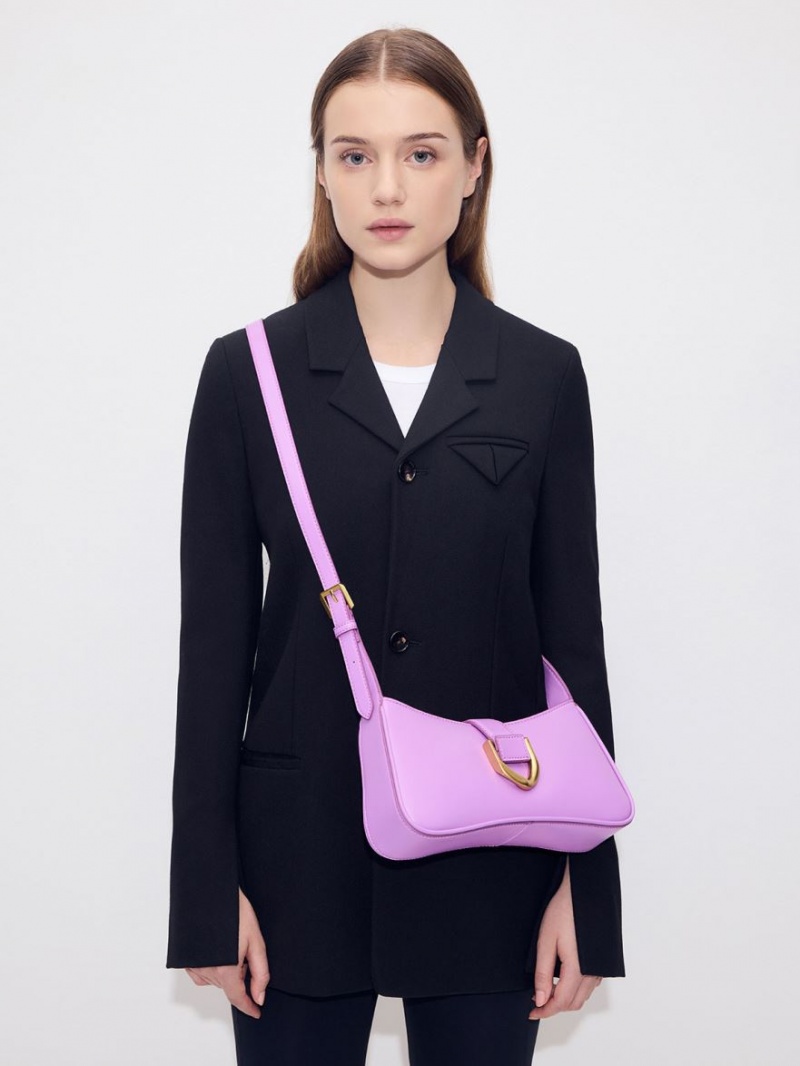 Charles And Keith Gabine Curved Shoulder Bags Purple | PHILIPPINES Y423