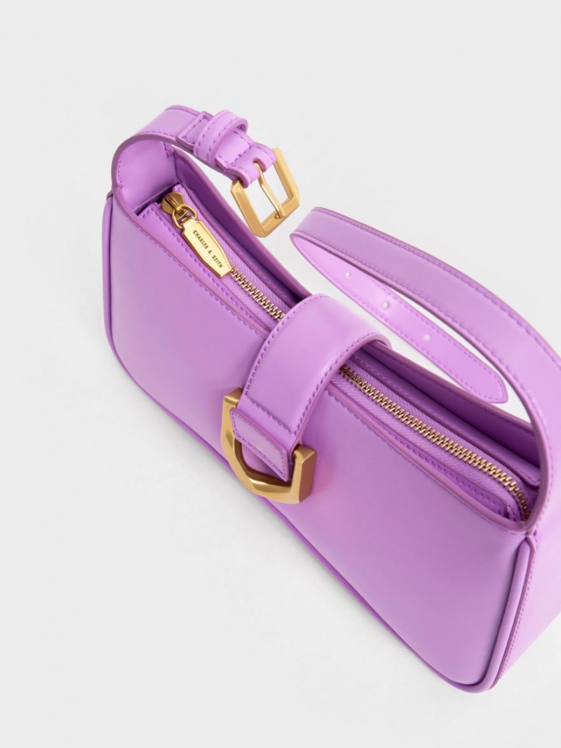 Charles And Keith Gabine Curved Shoulder Bags Purple | PHILIPPINES Y423