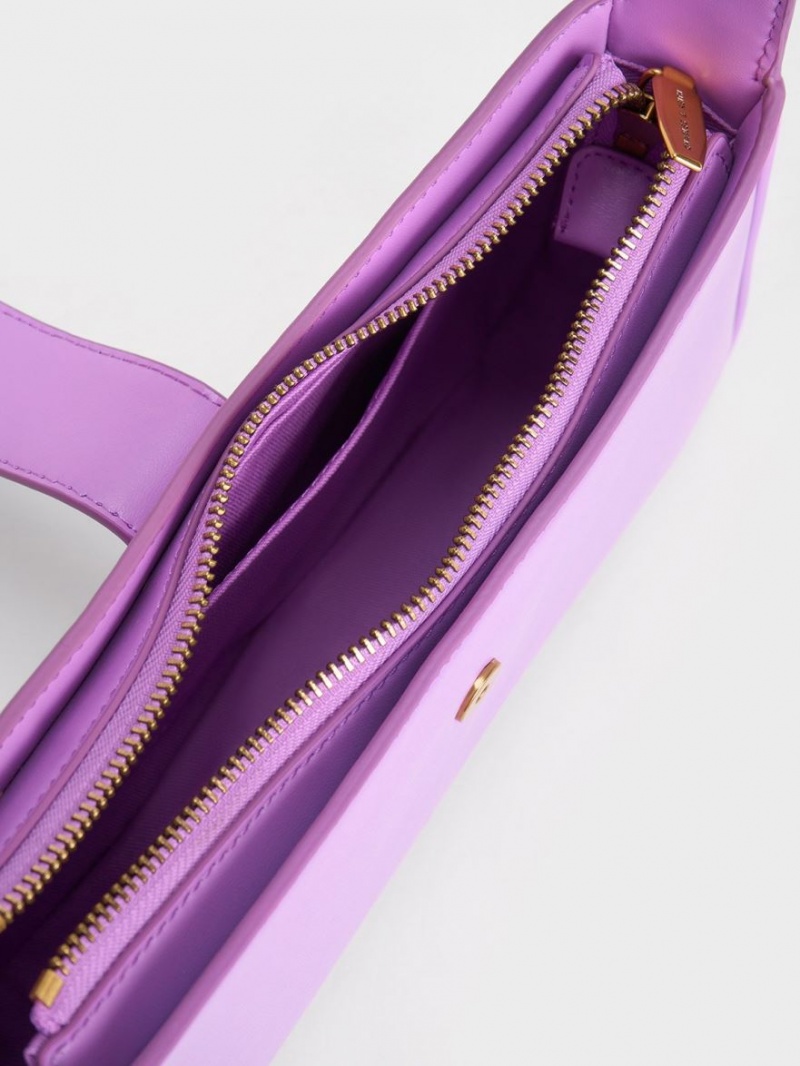 Charles And Keith Gabine Curved Shoulder Bags Purple | PHILIPPINES Y423