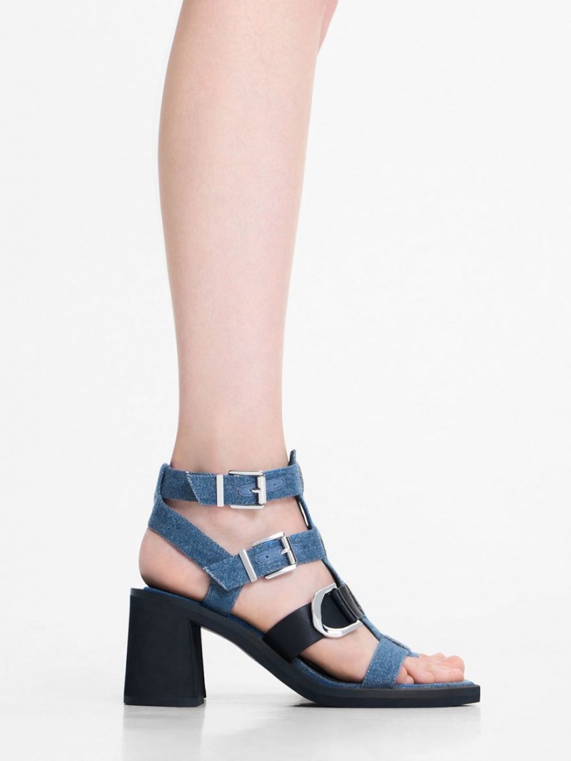 Charles And Keith Gabine Denim Gladiator Heels Sandals Blue | PHILIPPINES W697