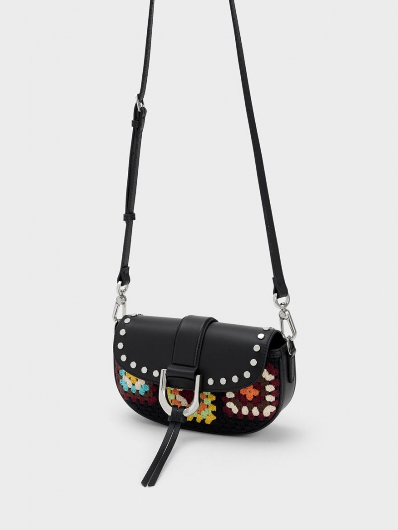 Charles And Keith Gabine Floral Crochet Leather Shoulder Bags Multicolor | PHILIPPINES I356