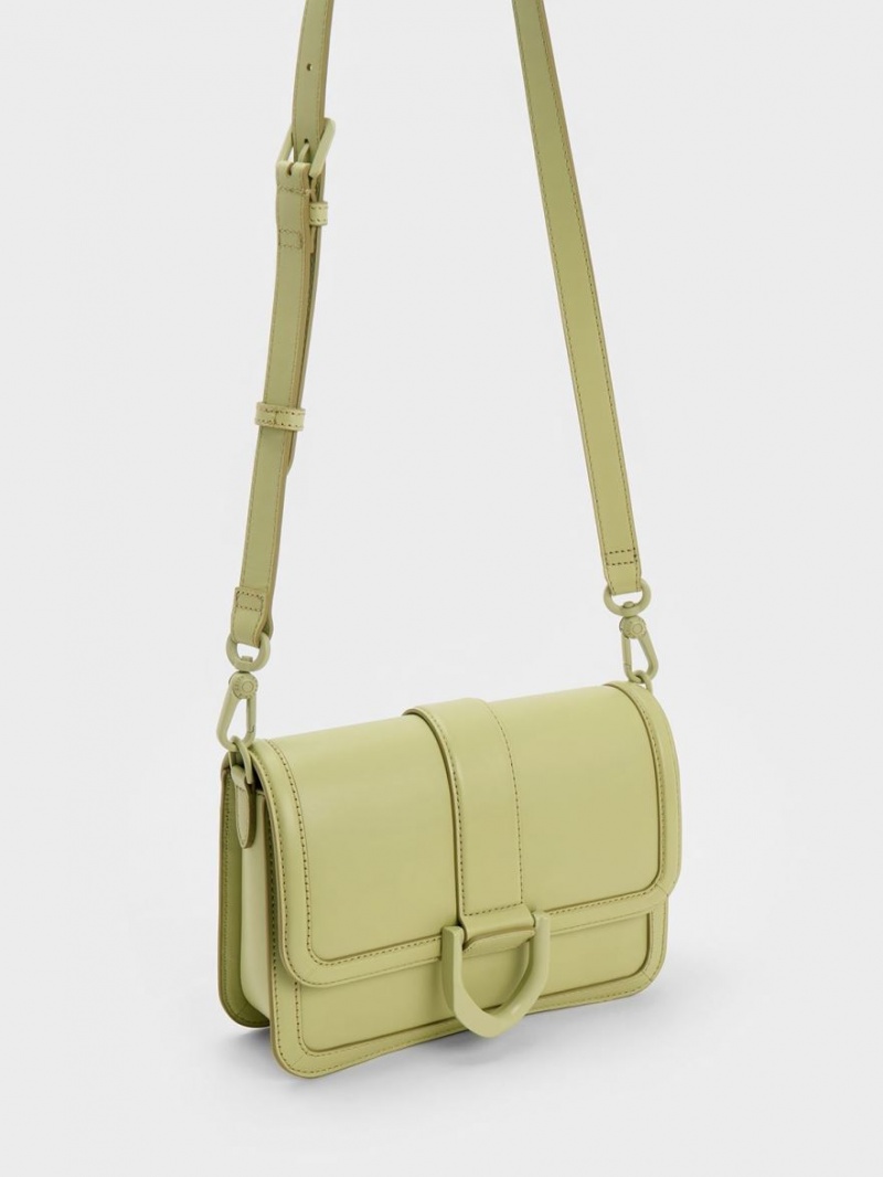 Charles And Keith Gabine Leather Crossbody Bags Green | PHILIPPINES R364