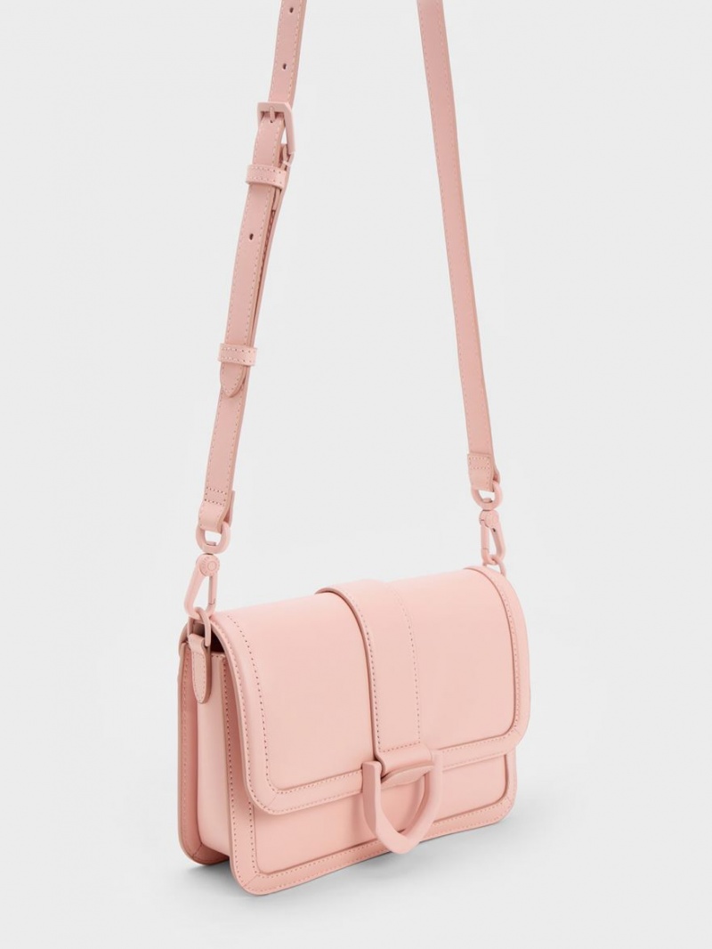 Charles And Keith Gabine Leather Crossbody Bags Pink | PHILIPPINES I701