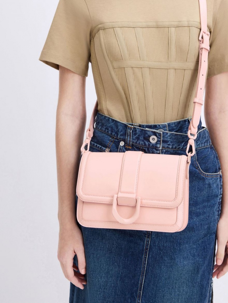 Charles And Keith Gabine Leather Crossbody Bags Pink | PHILIPPINES I701