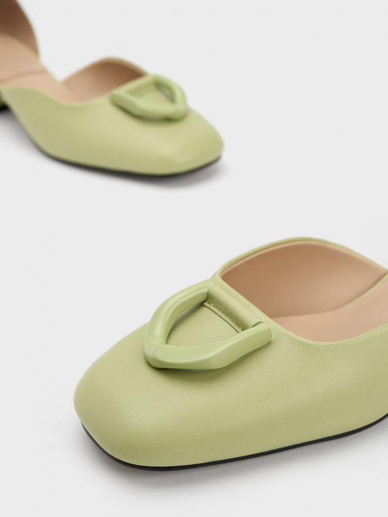 Charles And Keith Gabine Leather D'Orsay Pumps Green | PHILIPPINES P765