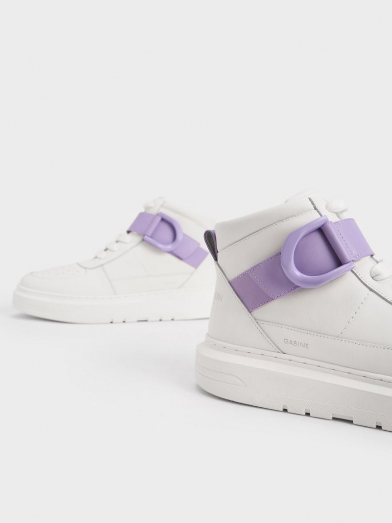 Charles And Keith Gabine Leather High-Top Sneakers White | PHILIPPINES B456