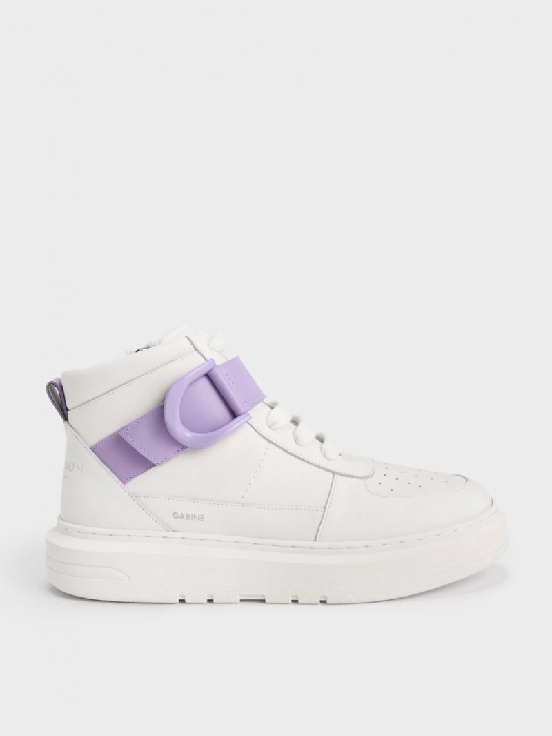 Charles And Keith Gabine Leather High-Top Sneakers White | PHILIPPINES B456