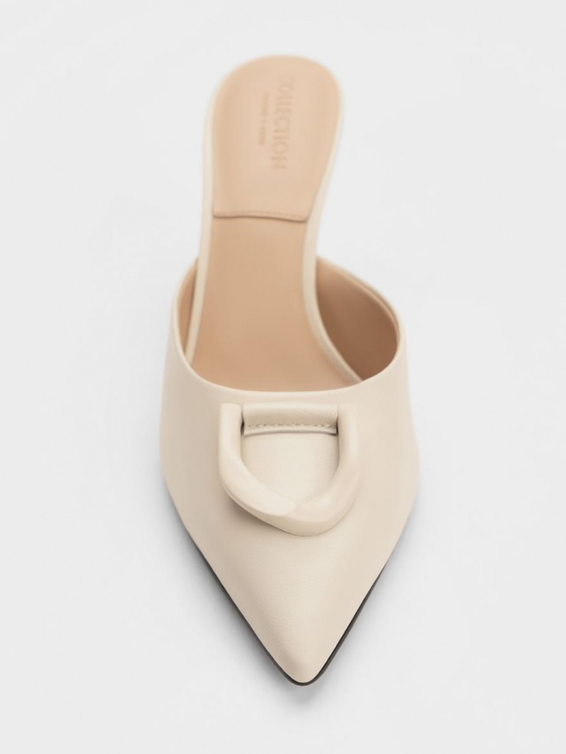 Charles And Keith Gabine Leather Mules Beige | PHILIPPINES H958