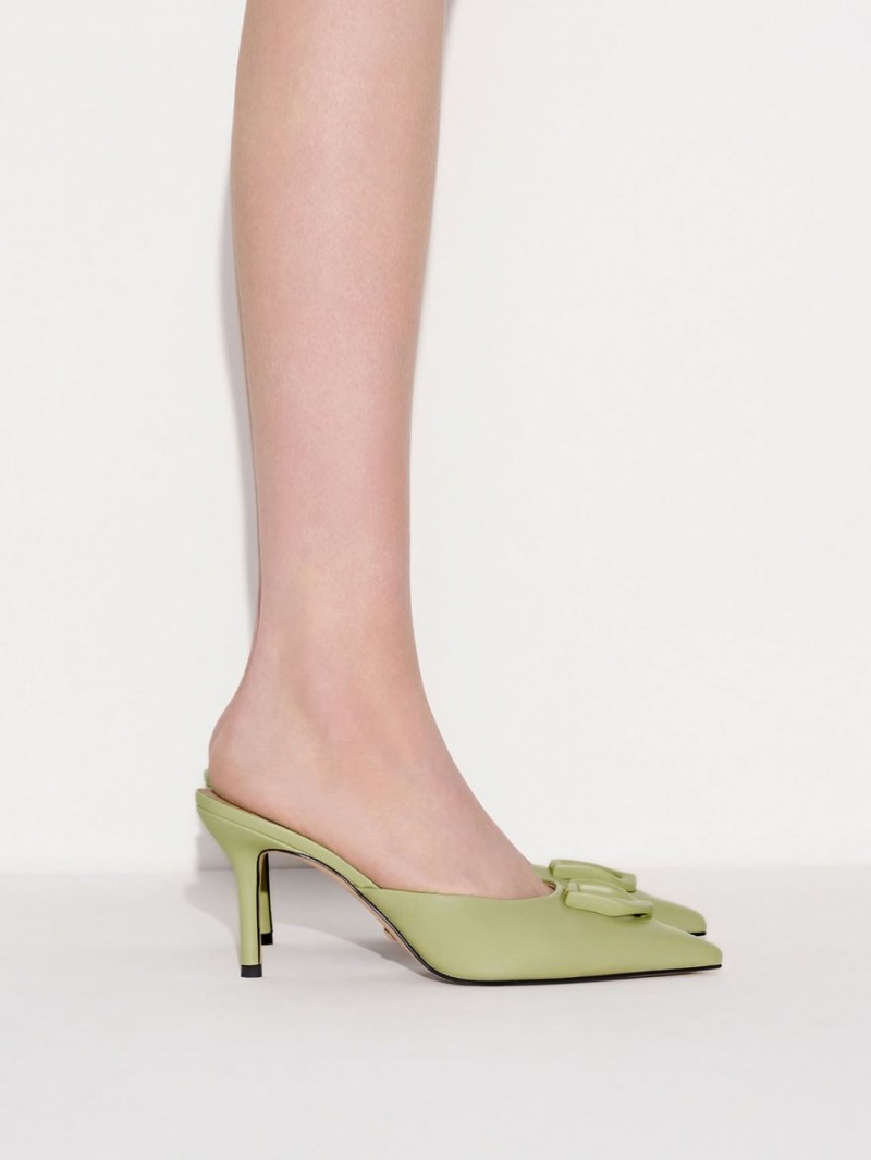 Charles And Keith Gabine Leather Mules Green | PHILIPPINES R801