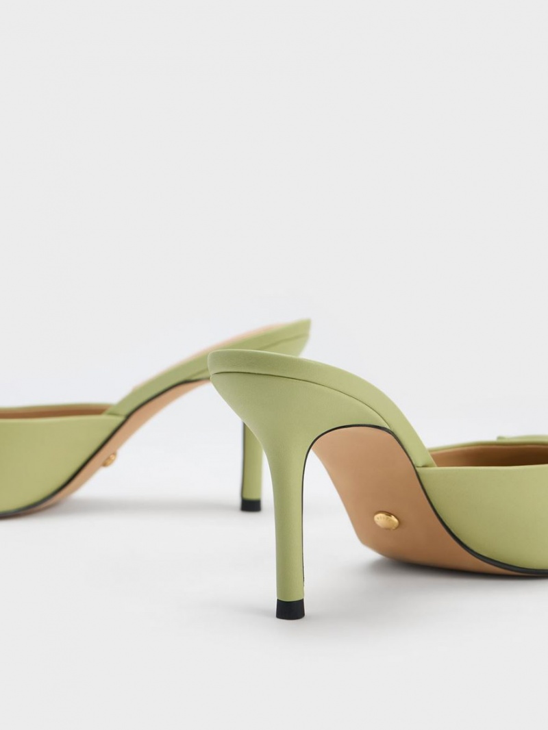 Charles And Keith Gabine Leather Mules Green | PHILIPPINES R801