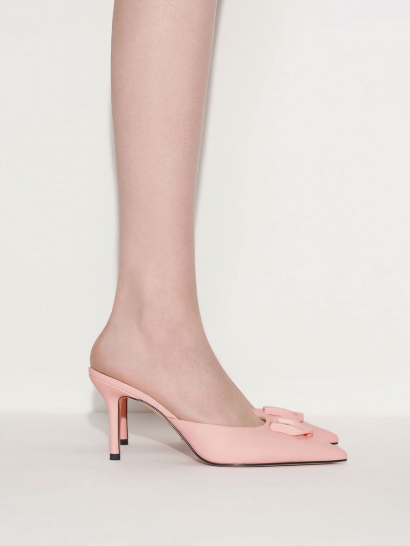 Charles And Keith Gabine Leather Mules Pink | PHILIPPINES W269