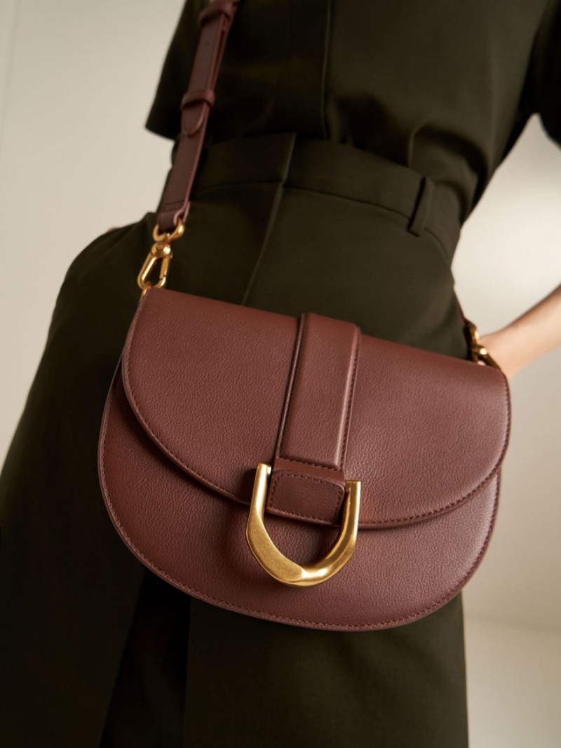 Charles And Keith Gabine Leather​ Saddle Bags Brown | PHILIPPINES G352