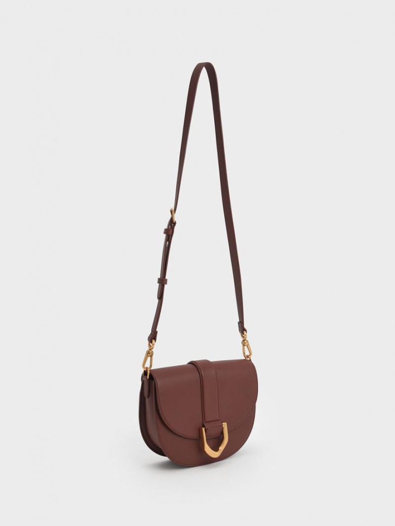 Charles And Keith Gabine Leather​ Saddle Bags Brown | PHILIPPINES G352