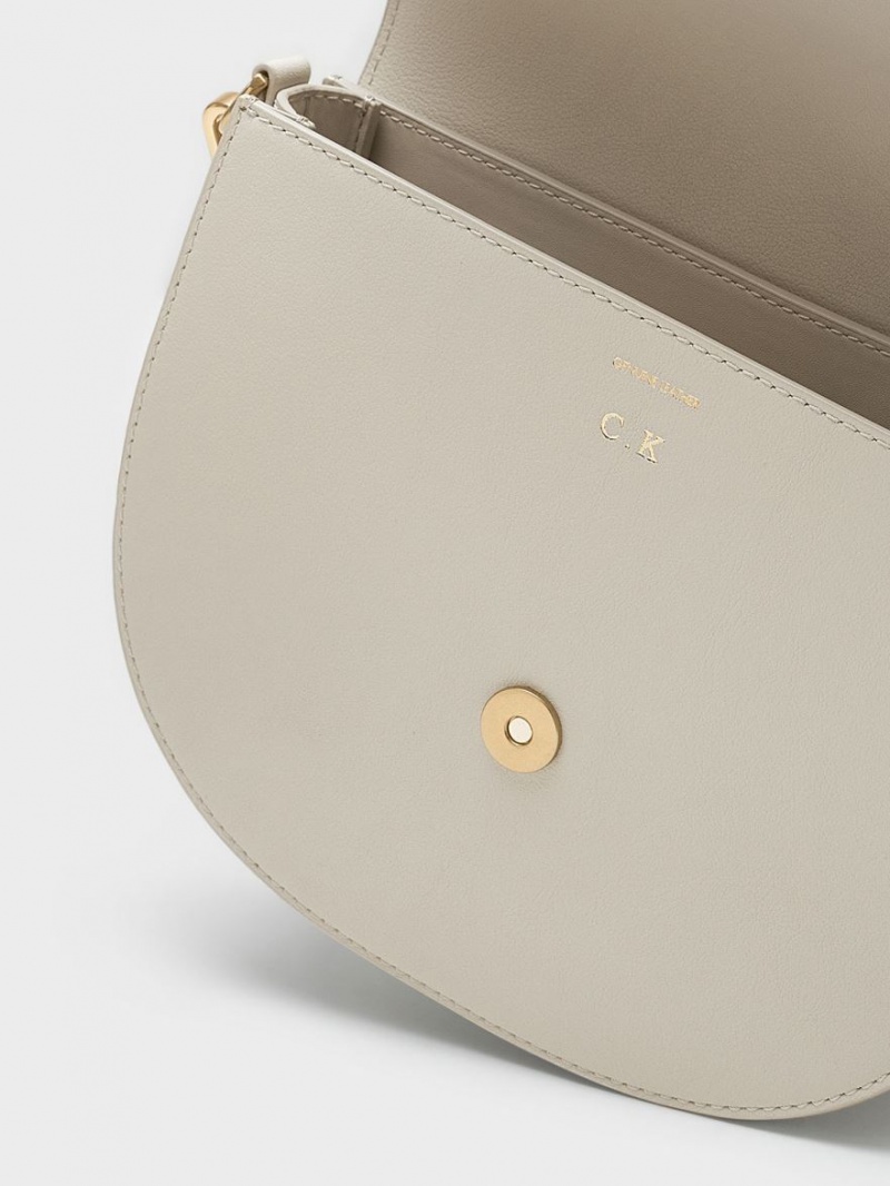 Charles And Keith Gabine Leather​ Saddle Bags White | PHILIPPINES K862