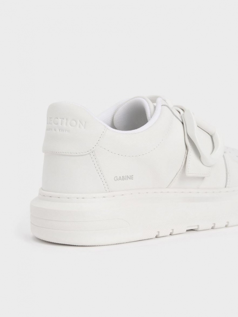 Charles And Keith Gabine Leather Sneakers White | PHILIPPINES D654