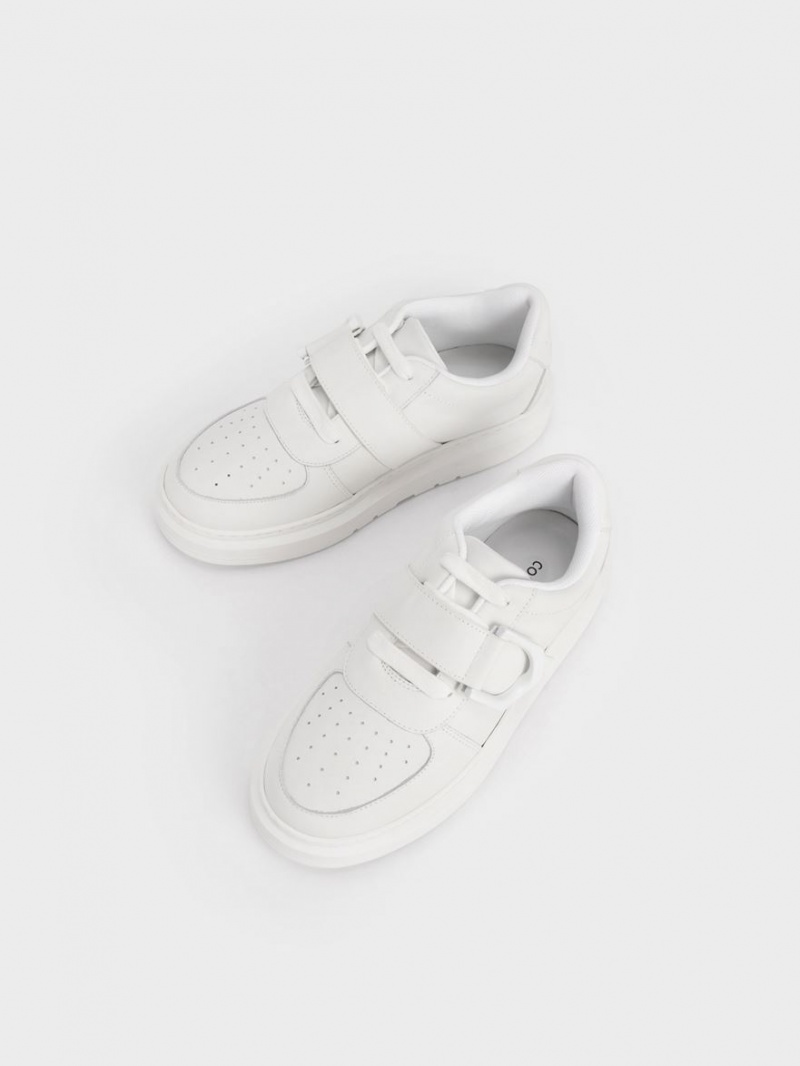 Charles And Keith Gabine Leather Sneakers White | PHILIPPINES D654