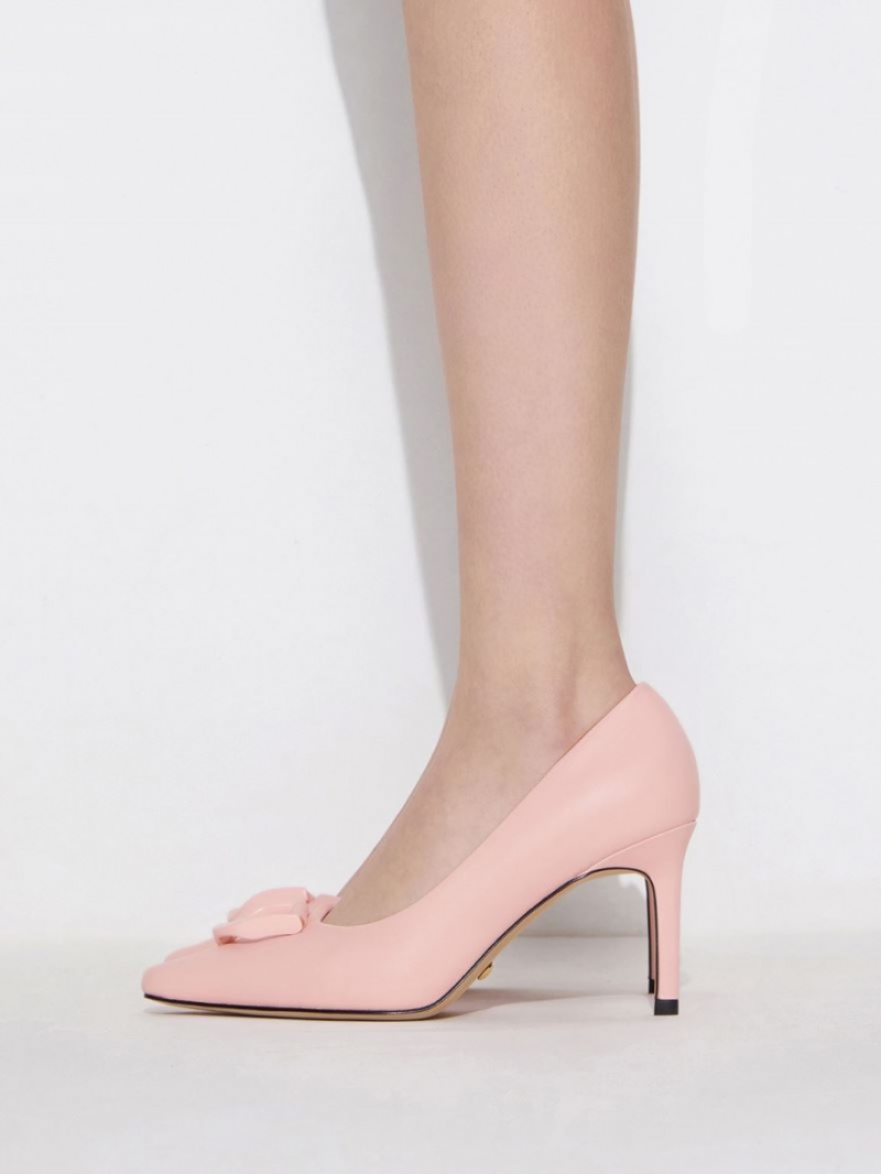 Charles And Keith Gabine Leather Tapered Pumps Pink | PHILIPPINES C480