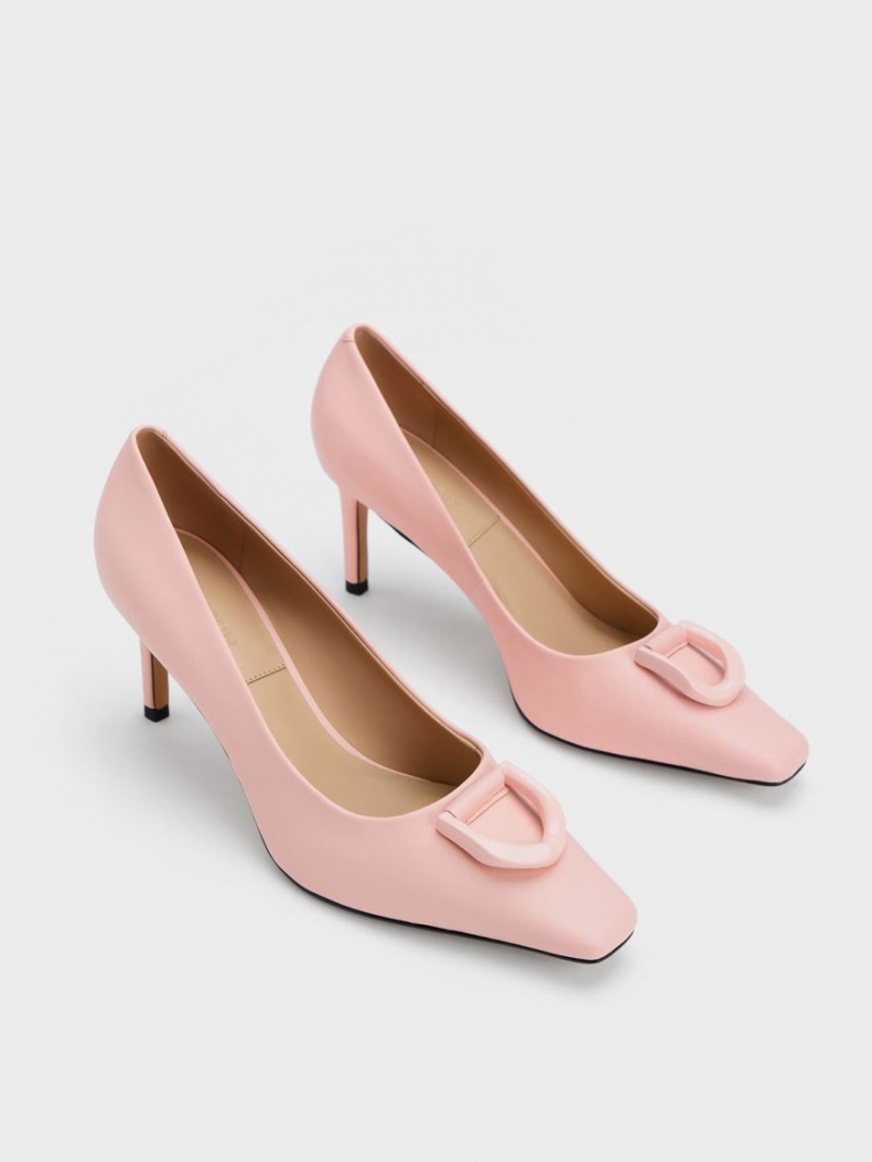 Charles And Keith Gabine Leather Tapered Pumps Pink | PHILIPPINES C480