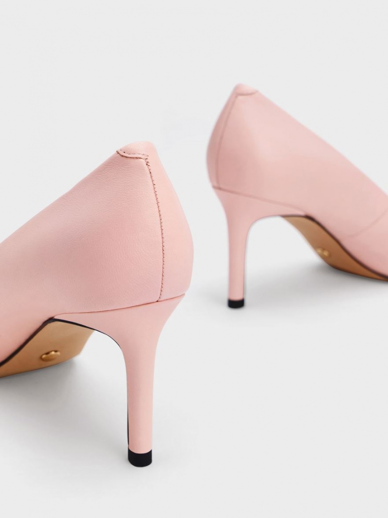 Charles And Keith Gabine Leather Tapered Pumps Pink | PHILIPPINES C480