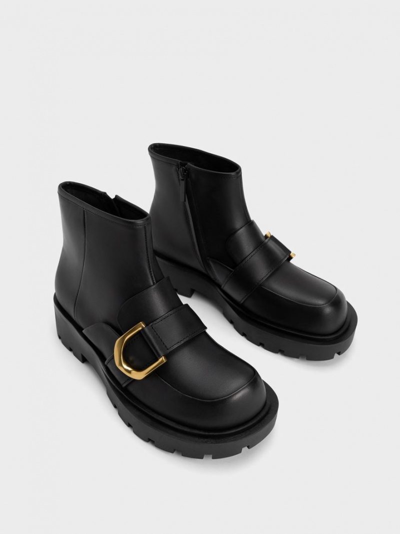 Charles And Keith Gabine Loafer Ankle Boots Black | PHILIPPINES I698