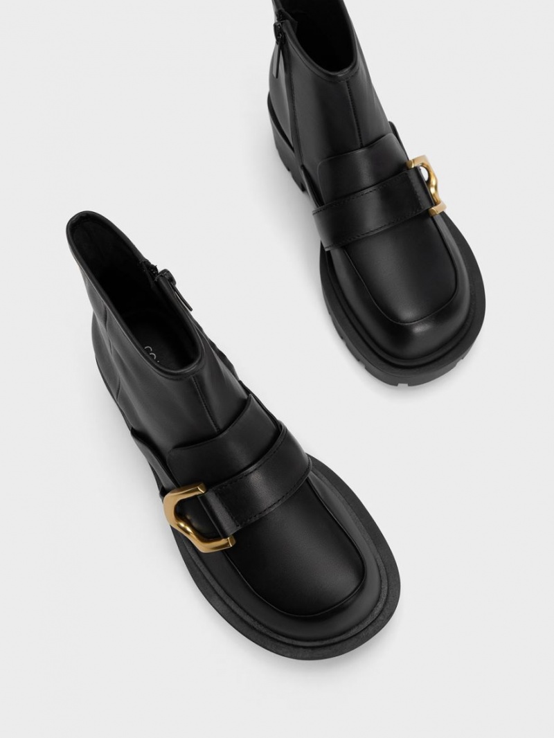 Charles And Keith Gabine Loafer Ankle Boots Black | PHILIPPINES I698