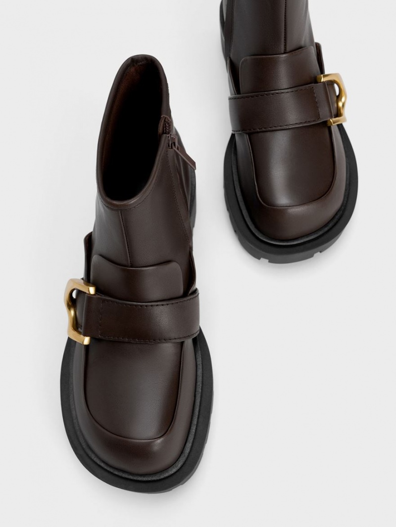 Charles And Keith Gabine Loafer Ankle Boots Dark Brown | PHILIPPINES J671