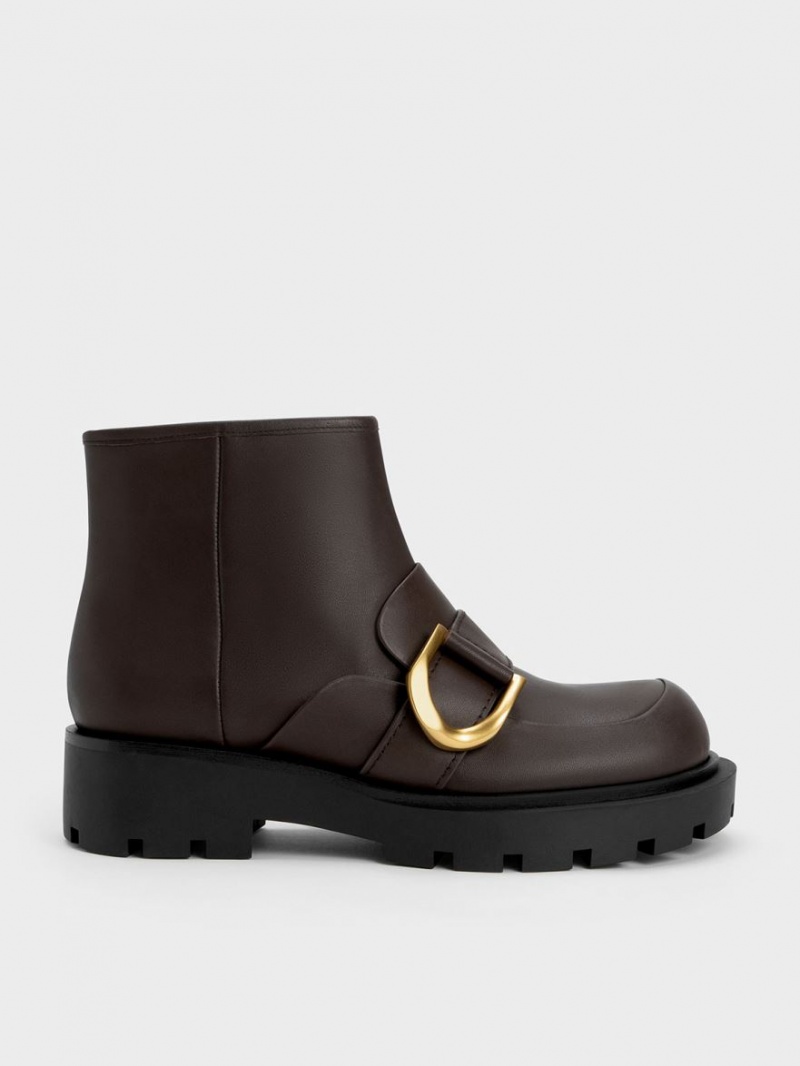 Charles And Keith Gabine Loafer Ankle Boots Dark Brown | PHILIPPINES J671