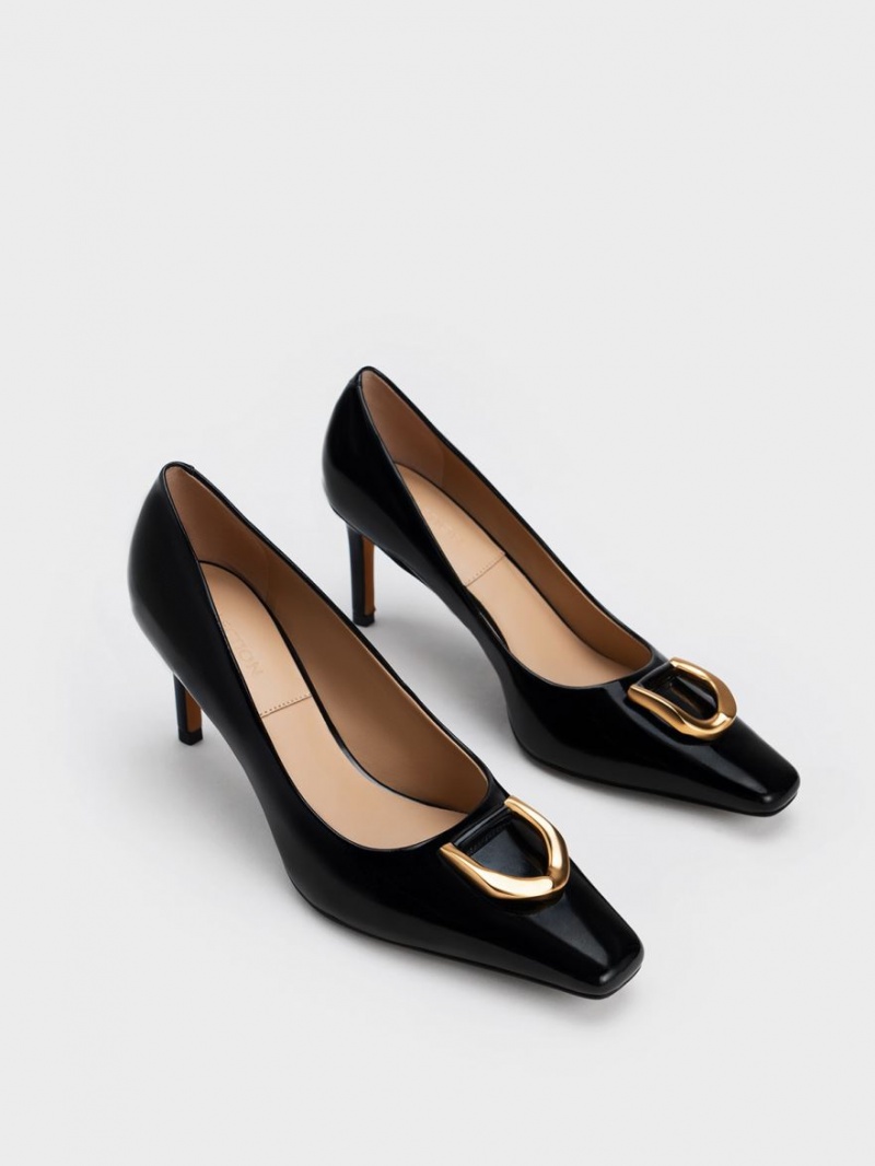 Charles And Keith Gabine Patent Leather Tapered Pumps Black | PHILIPPINES K980