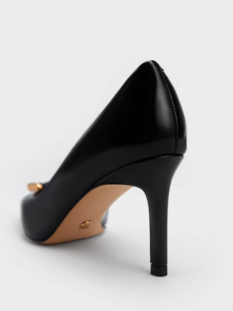 Charles And Keith Gabine Patent Leather Tapered Pumps Black | PHILIPPINES K980