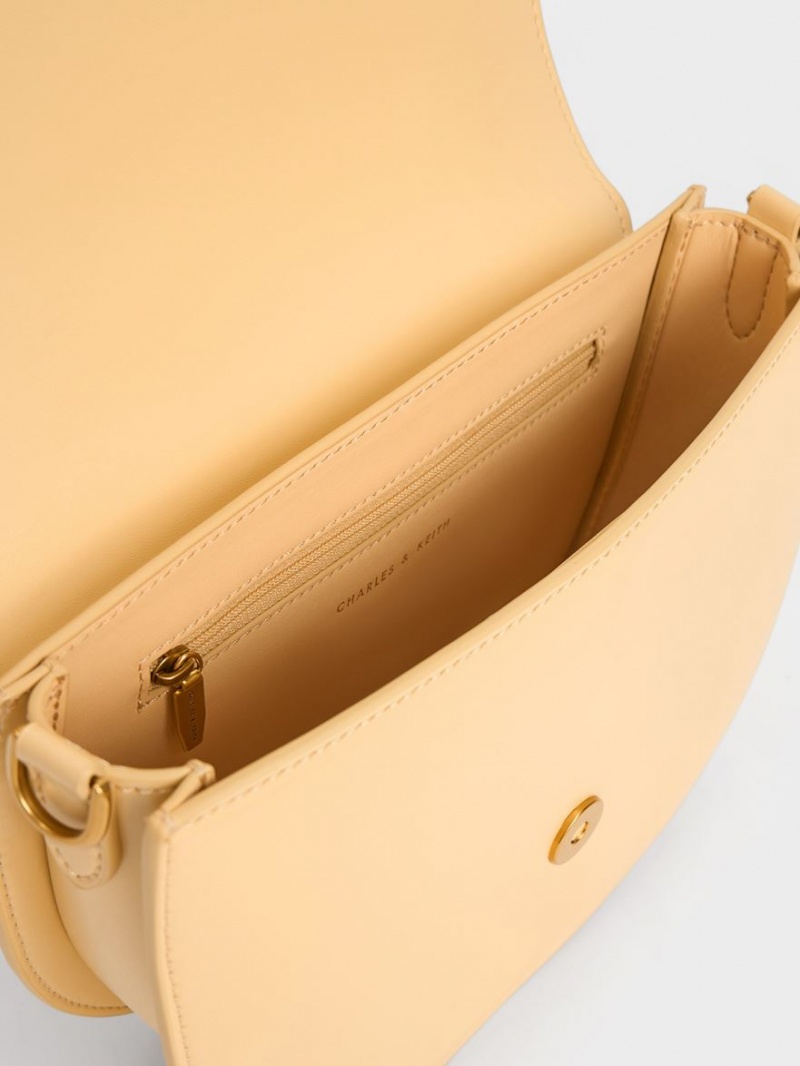 Charles And Keith Gabine Saddle Bags Beige | PHILIPPINES O196