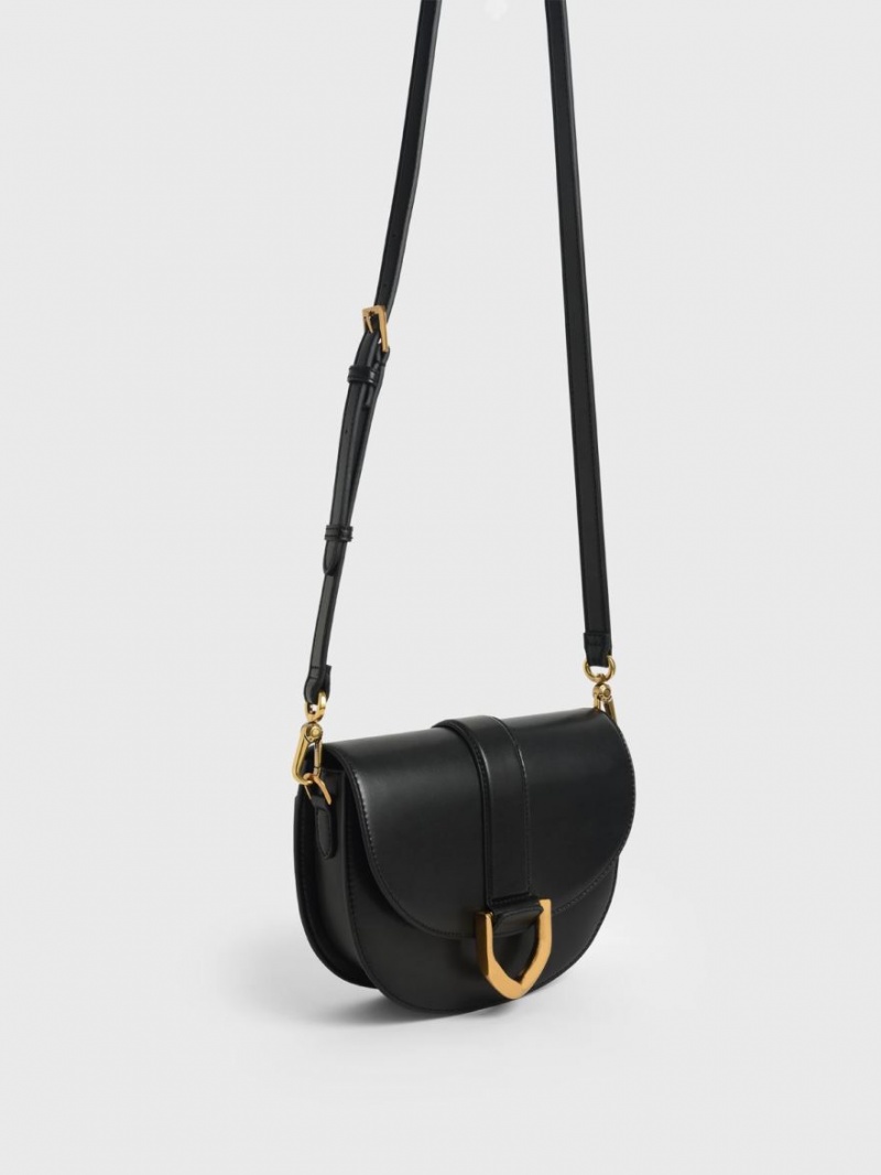 Charles And Keith Gabine Saddle Bags Black | PHILIPPINES F826