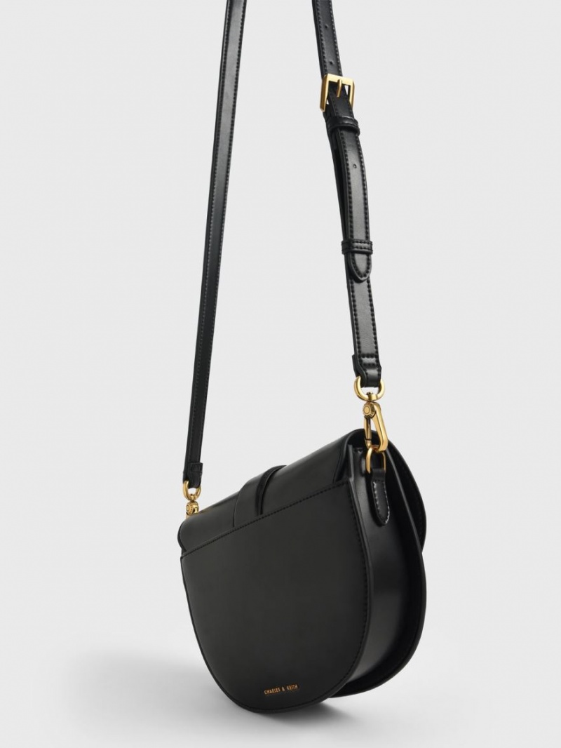 Charles And Keith Gabine Saddle Bags Black | PHILIPPINES F826