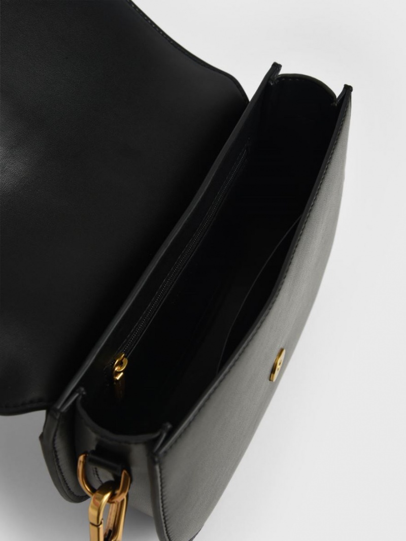 Charles And Keith Gabine Saddle Bags Black | PHILIPPINES F826