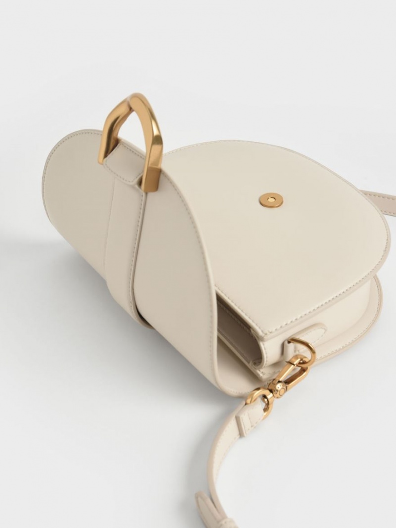 Charles And Keith Gabine Saddle Bags Cream | PHILIPPINES W724