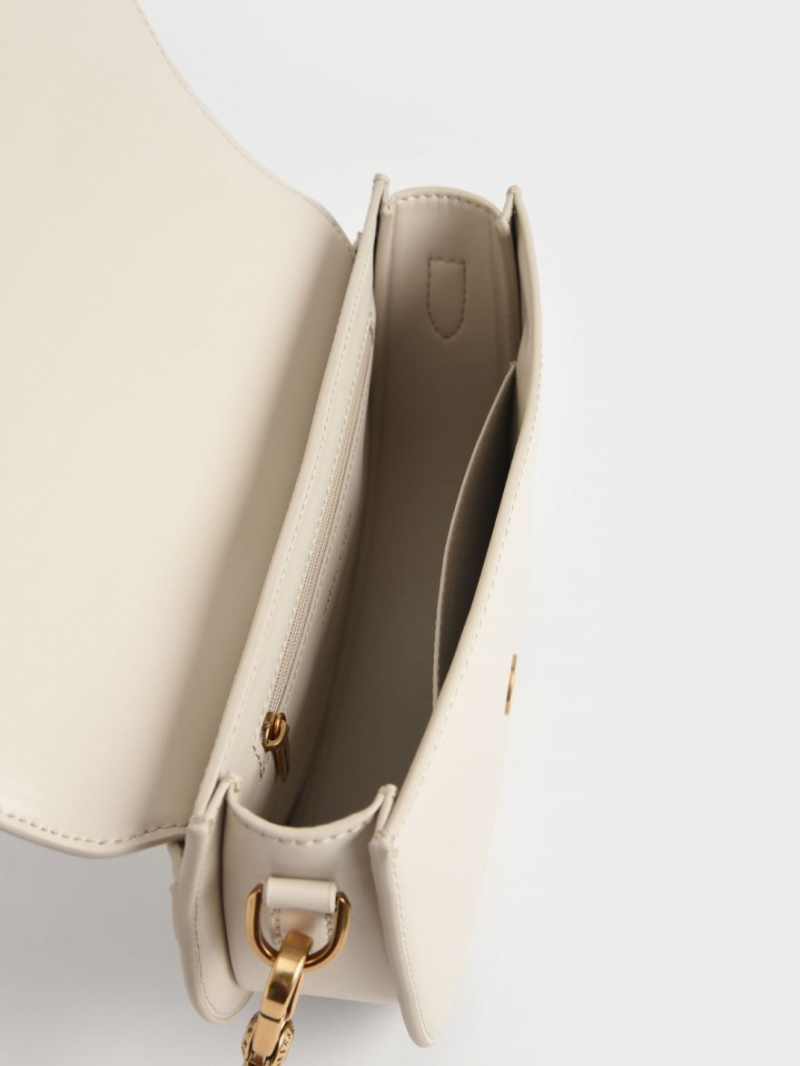 Charles And Keith Gabine Saddle Bags Cream | PHILIPPINES W724