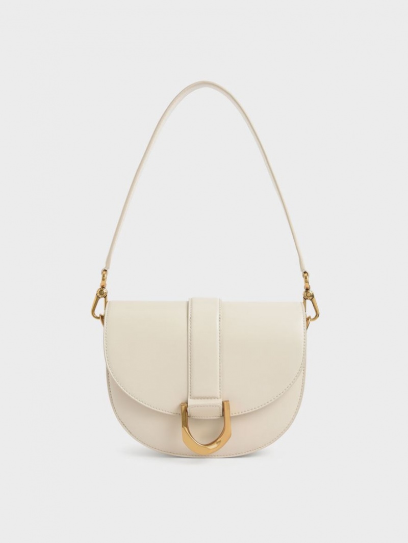 Charles And Keith Gabine Saddle Bags Cream | PHILIPPINES W724