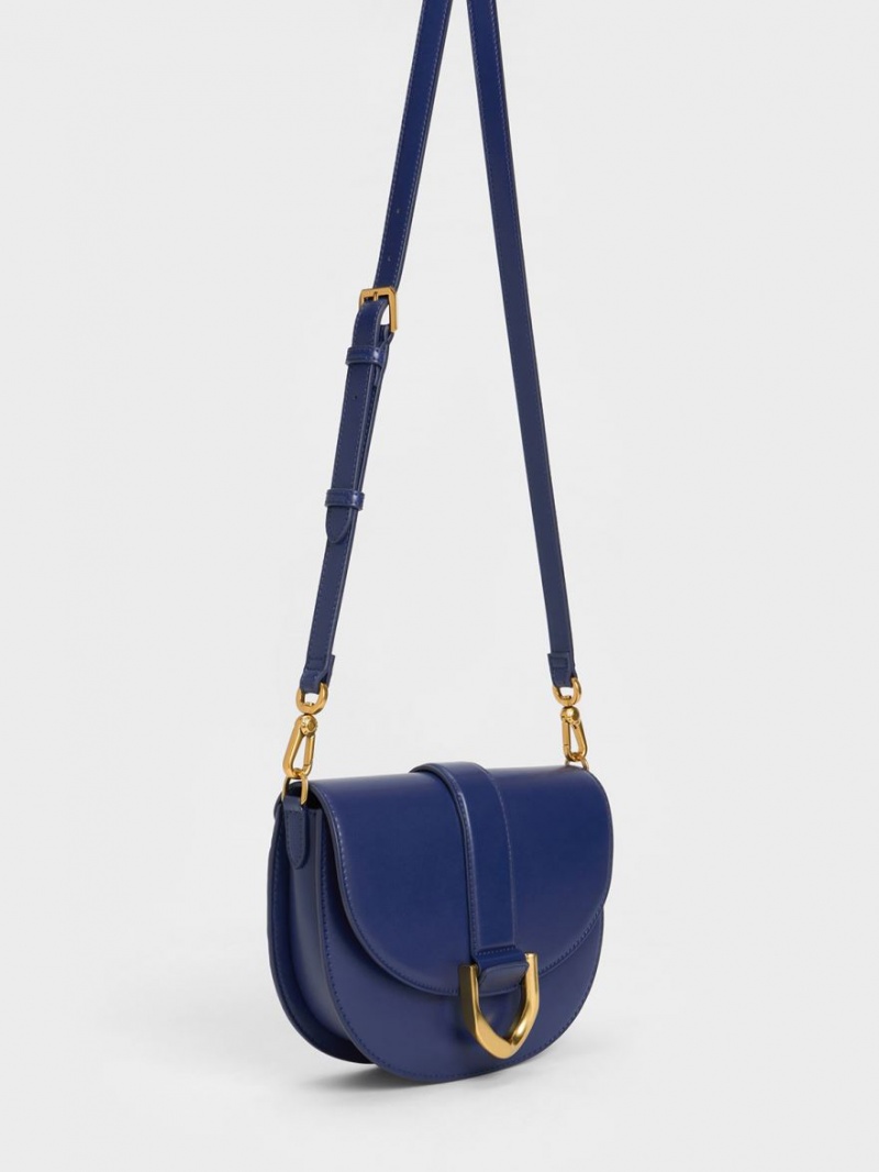 Charles And Keith Gabine Saddle Bags Navy | PHILIPPINES F692