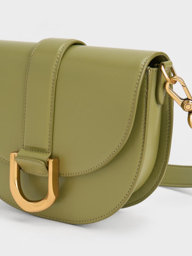 Charles And Keith Gabine Saddle Bags Olive | PHILIPPINES L681