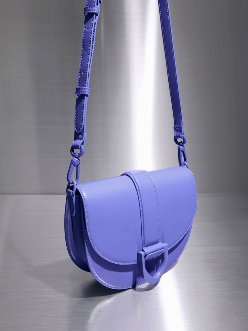 Charles And Keith Gabine Saddle Bags Purple | PHILIPPINES D146